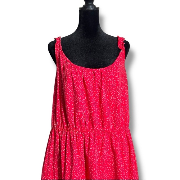 Banana Republic Casual Sleeveless Tiered Flowy Red Mini Dress with Ruffle Straps - Picture 4 of 16